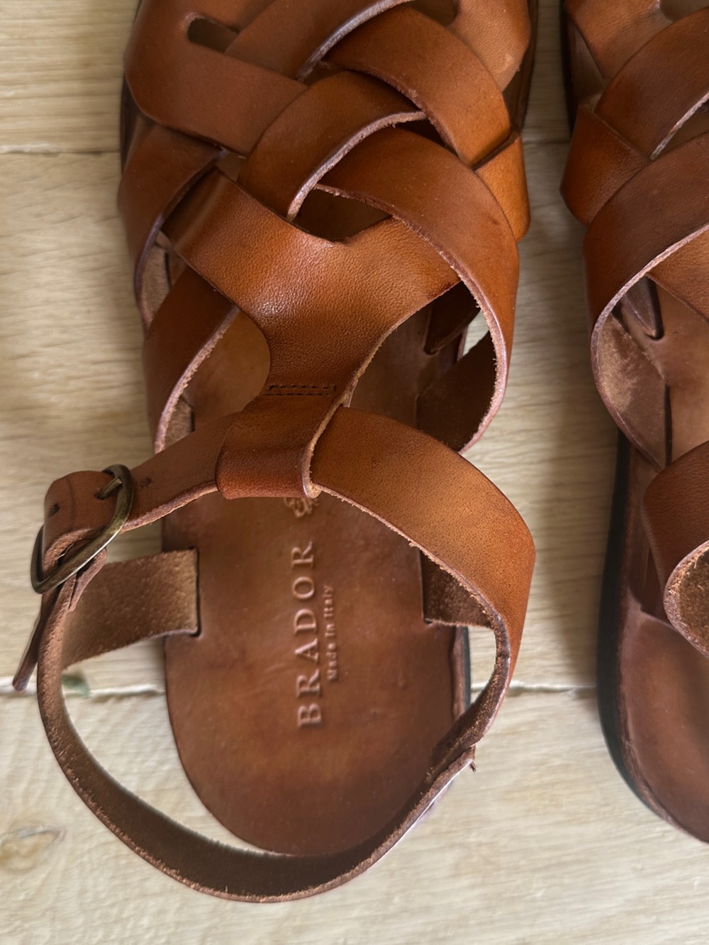 Brador Women's Tan Braided Leather Sandals - Picture 4 of 4
